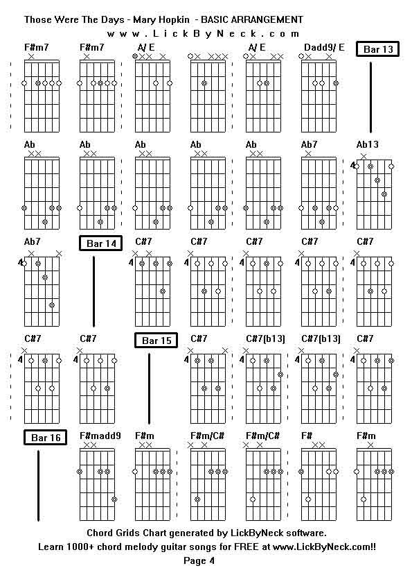 Chord Grids Chart of chord melody fingerstyle guitar song-Those Were The Days - Mary Hopkin  - BASIC ARRANGEMENT,generated by LickByNeck software.